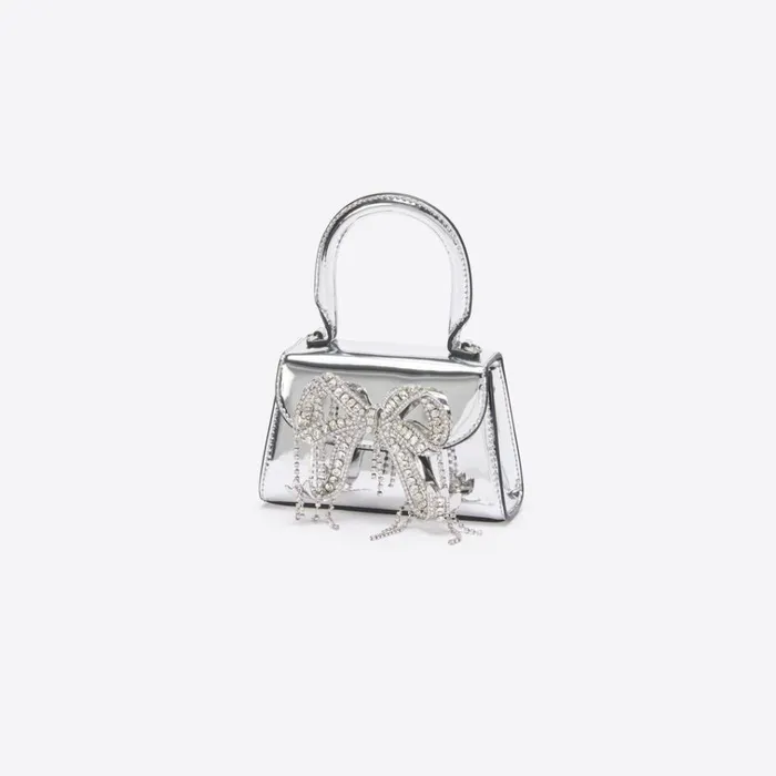 Self Portrait Micro Silver Metallic Micro Embellished Bow Bag 8211 Women Self Portrait Micro Silver Metallic Micro Embellished Bow Bag 8211 Women