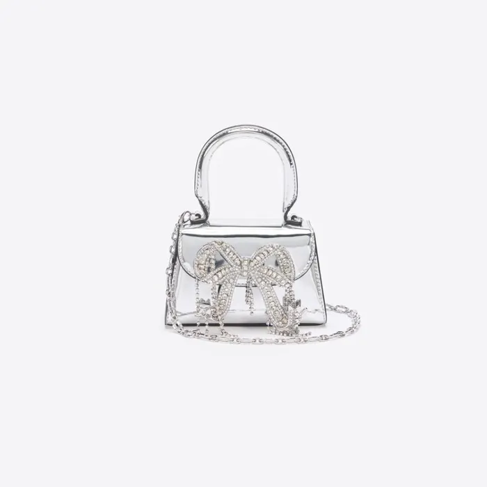 Self Portrait Micro Silver Metallic Micro Embellished Bow Bag 8211 Women Self Portrait Micro Silver Metallic Micro Embellished Bow Bag 8211 Women