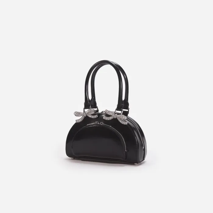 Self Portrait Mini Black Leather Curved Mini Tote Bag 8211 Women Self Portrait Mini Black Leather Curved Mini Tote Bag 8211 Women