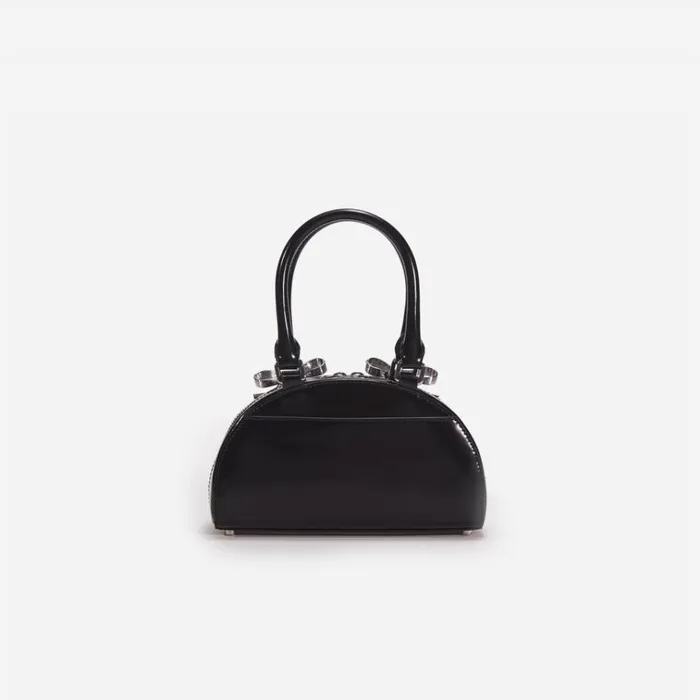 Self Portrait Mini Black Leather Curved Mini Tote Bag 8211 Women Self Portrait Mini Black Leather Curved Mini Tote Bag 8211 Women
