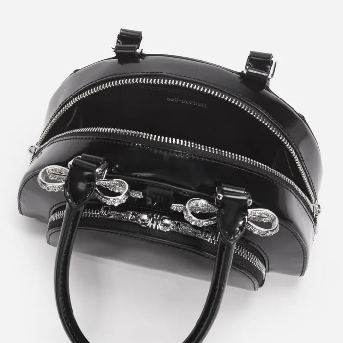 Self Portrait Mini Black Leather Curved Mini Tote Bag 8211 Women Self Portrait Mini Black Leather Curved Mini Tote Bag 8211 Women