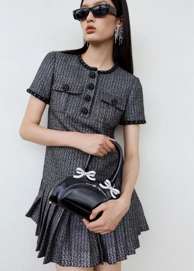 Self Portrait Mini Black Leather Curved Mini Tote Bag 8211 Women Self Portrait Mini Black Leather Curved Mini Tote Bag 8211 Women