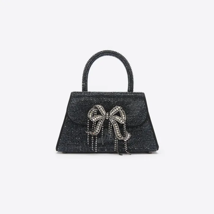 Self Portrait Mini Black Rhinestone Mini Bow Bag 8211 Women