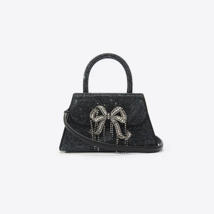 Self Portrait Mini Black Rhinestone Mini Bow Bag 8211 Women Self Portrait Mini Black Rhinestone Mini Bow Bag 8211 Women