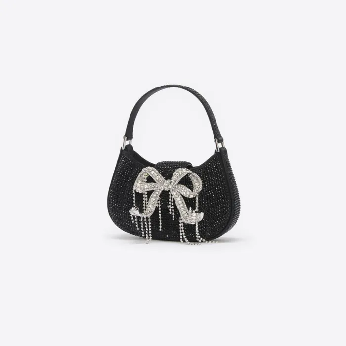 Self Portrait Mini Black Rhinestone Mini Crescent Bag 8211 Women Self Portrait Mini Black Rhinestone Mini Crescent Bag 8211 Women