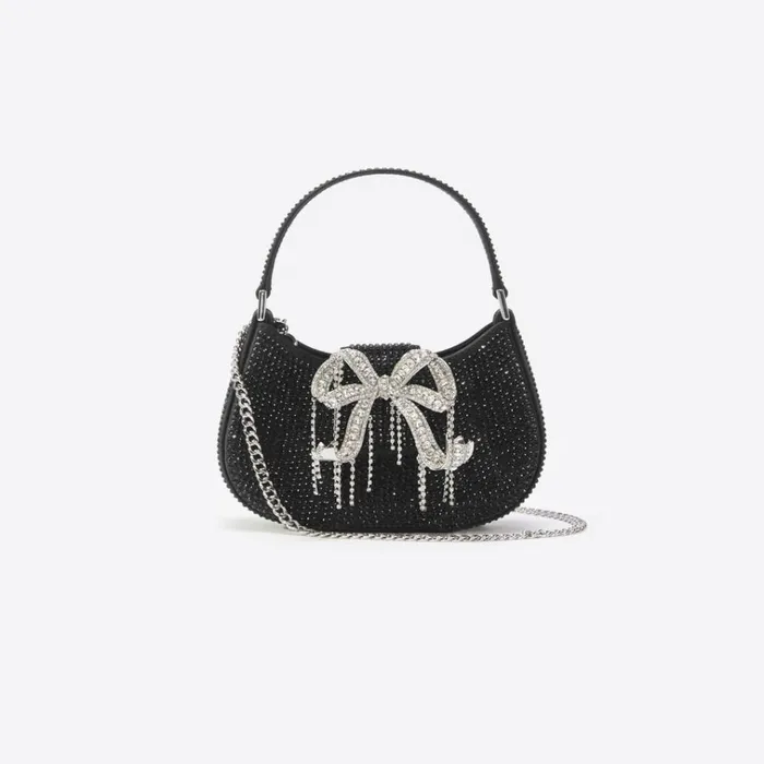 Self Portrait Mini Black Rhinestone Mini Crescent Bag 8211 Women Self Portrait Mini Black Rhinestone Mini Crescent Bag 8211 Women
