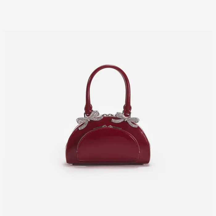 Self Portrait Mini Burgundy Leather Curved Mini Tote Bag 8211 Women
