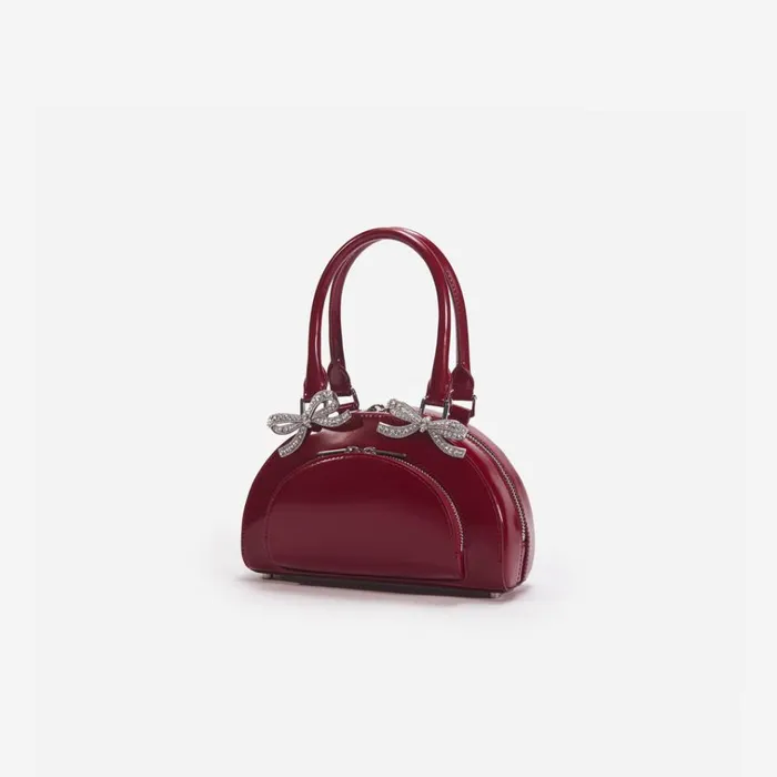 Self Portrait Mini Burgundy Leather Curved Mini Tote Bag 8211 Women Self Portrait Mini Burgundy Leather Curved Mini Tote Bag 8211 Women