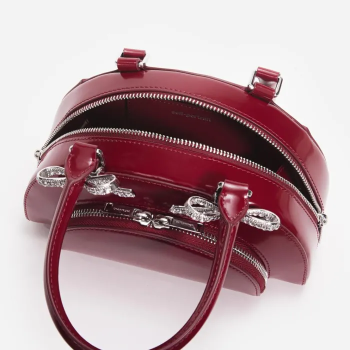 Self Portrait Mini Burgundy Leather Curved Mini Tote Bag 8211 Women Self Portrait Mini Burgundy Leather Curved Mini Tote Bag 8211 Women