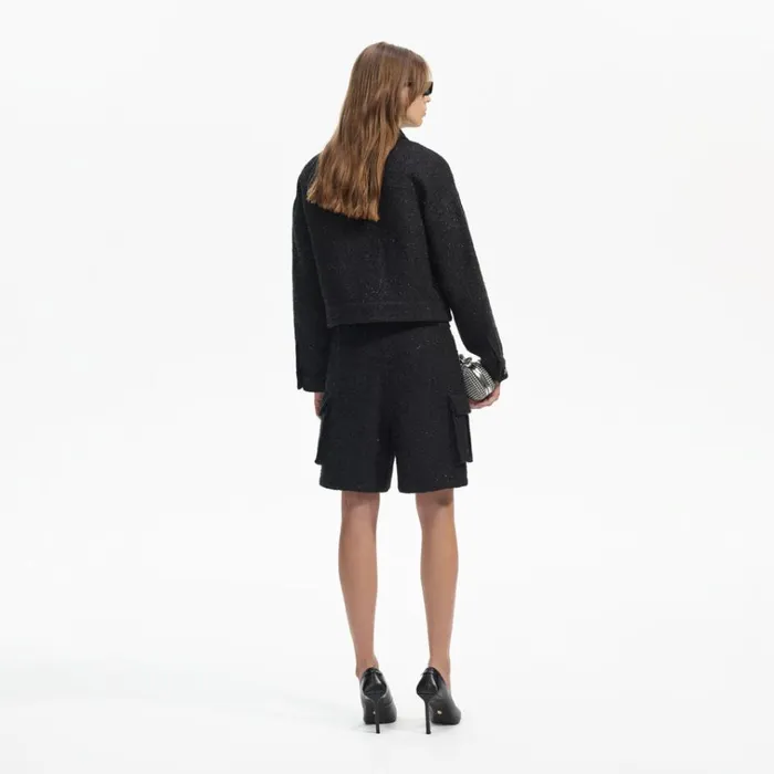 Self Portrait Outerwear Black Boucle Oversized Jacket 8211 Women Self Portrait Outerwear Black Boucle Oversized Jacket 8211 Women