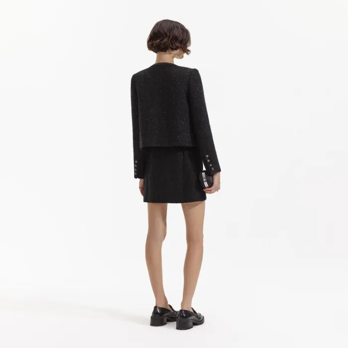 Self Portrait Outerwear Black Boucle Trimmed Jacket 8211 Women Self Portrait Outerwear Black Boucle Trimmed Jacket 8211 Women