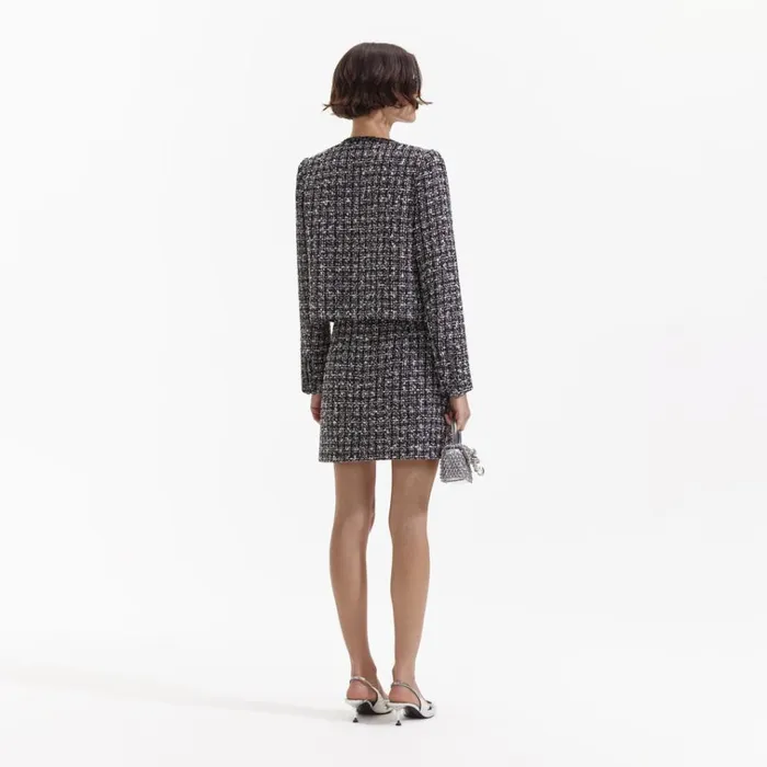 Self Portrait Outerwear Black Check Boucle Jacket 8211 Women Self Portrait Outerwear Black Check Boucle Jacket 8211 Women