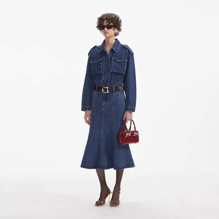 Self Portrait Outerwear Denim Utility Cropped Jacket 8211 Women Self Portrait Outerwear Denim Utility Cropped Jacket 8211 Women
