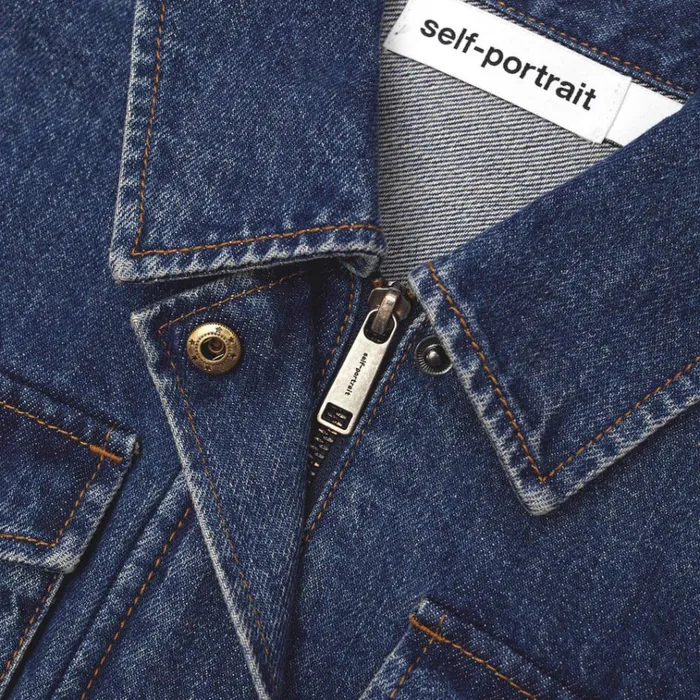 Self Portrait Outerwear Denim Utility Cropped Jacket 8211 Women Self Portrait Outerwear Denim Utility Cropped Jacket 8211 Women