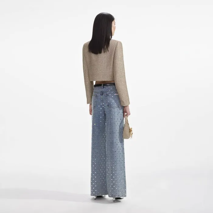 Self Portrait Outerwear Gold Boucle Cropped Jacket 8211 Women Self Portrait Outerwear Gold Boucle Cropped Jacket 8211 Women