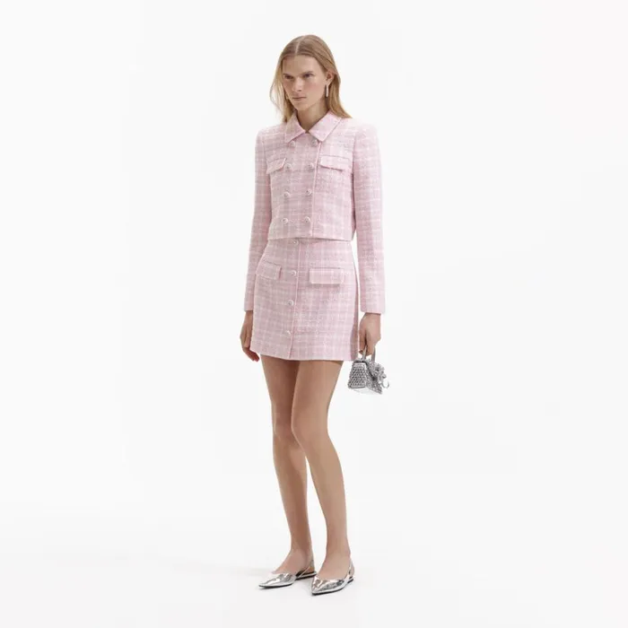 Self Portrait Outerwear Pink Boucle Collar Jacket 8211 Women Self Portrait Outerwear Pink Boucle Collar Jacket 8211 Women