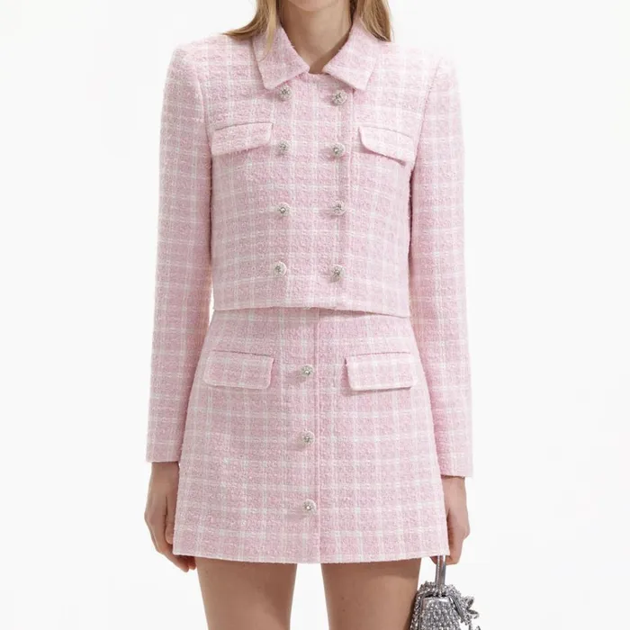 Self Portrait Outerwear Pink Boucle Collar Jacket 8211 Women Self Portrait Outerwear Pink Boucle Collar Jacket 8211 Women