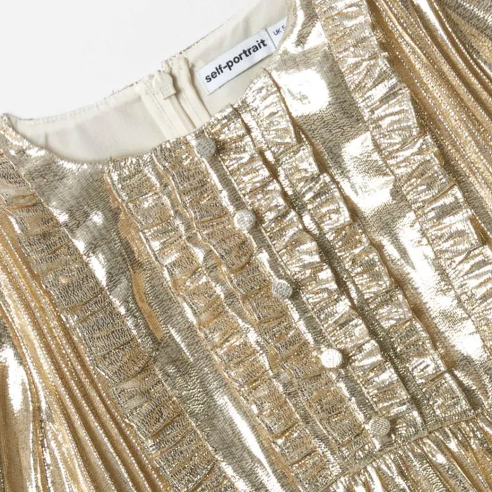Self Portrait Party Dresses Gold Metallic Mini Dress 8211 Kids