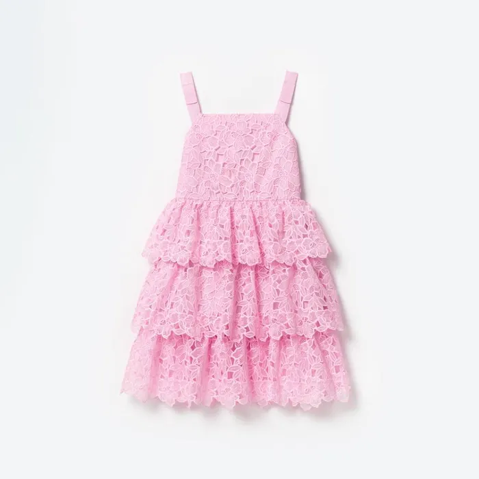 Self Portrait Party Dresses Pink Organza Lace Midi Dress 8211 Kids