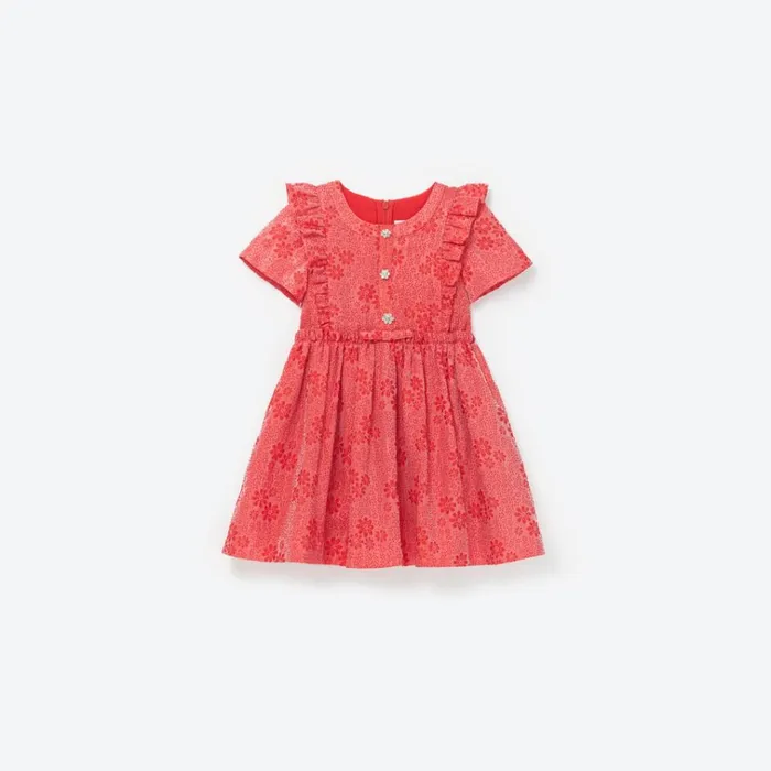 Self Portrait Party Dresses Red Textured Cotton Dress 8211 Kids