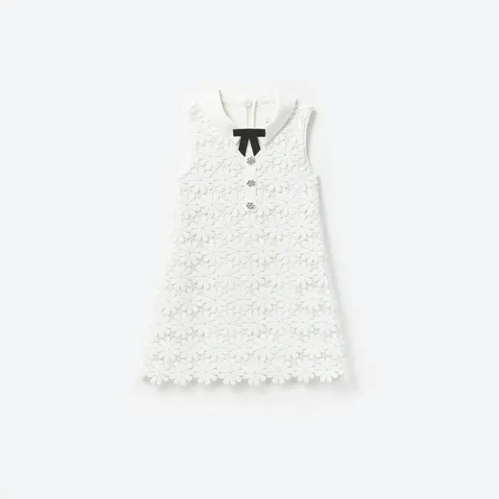 Self Portrait Party Dresses White Sequin Guipure Bow Dress 8211 Kids