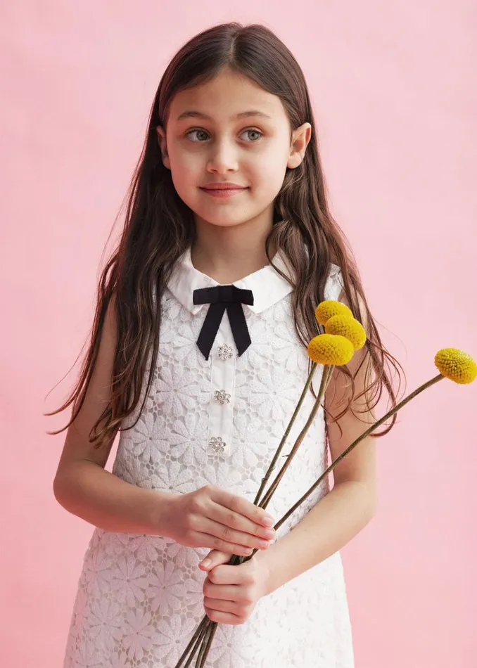 Self Portrait Party Dresses White Sequin Guipure Bow Dress 8211 Kids Self Portrait Party Dresses White Sequin Guipure Bow Dress 8211 Kids