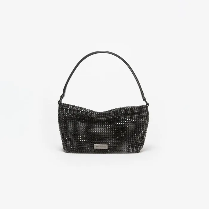 Self Portrait Shoulder Bags Black Diamante Small Hobo Bag 8211 Women