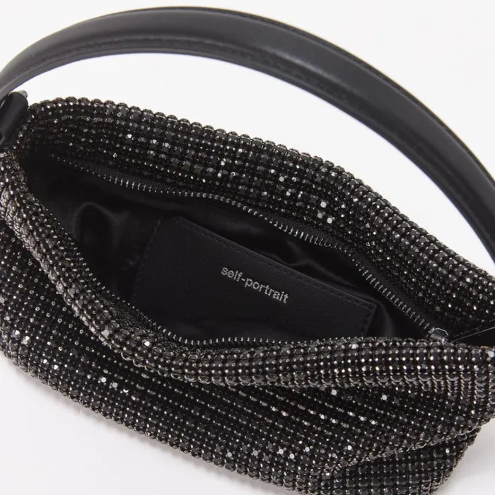 Self Portrait Shoulder Bags Black Diamante Small Hobo Bag 8211 Women Self Portrait Shoulder Bags Black Diamante Small Hobo Bag 8211 Women