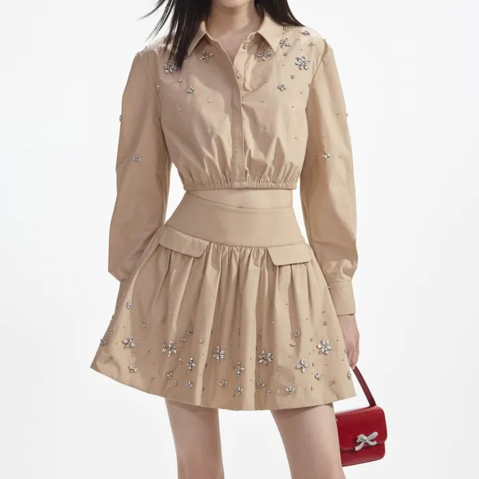Self Portrait Tops Beige Cotton Embellished Top 8211 Women Self Portrait Tops Beige Cotton Embellished Top 8211 Women