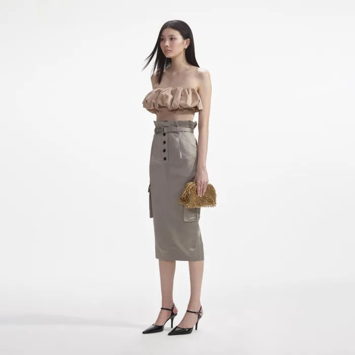 Self Portrait Tops Beige Taffeta Bandeau Top 8211 Women Self Portrait Tops Beige Taffeta Bandeau Top 8211 Women