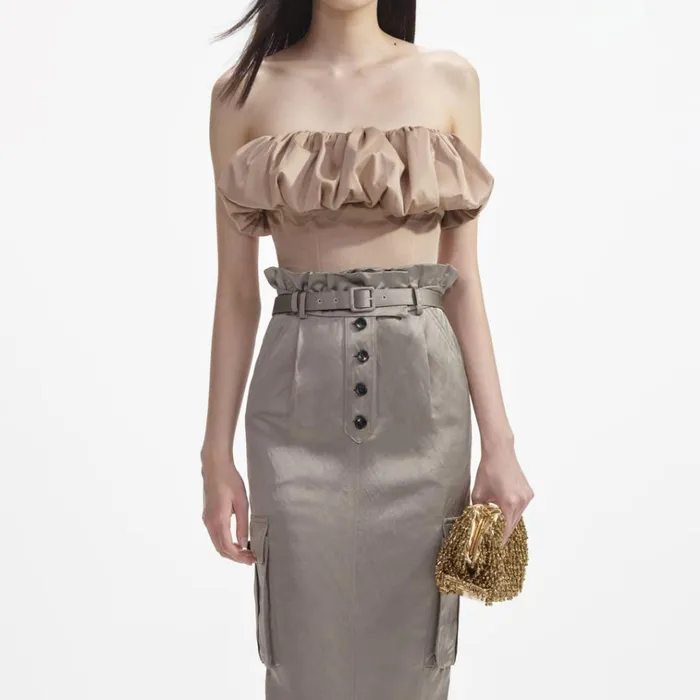 Self Portrait Tops Beige Taffeta Bandeau Top 8211 Women Self Portrait Tops Beige Taffeta Bandeau Top 8211 Women