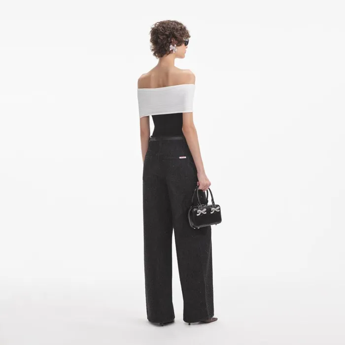 Self Portrait Tops Black Knit Bow Top 8211 Women Self Portrait Tops Black Knit Bow Top 8211 Women