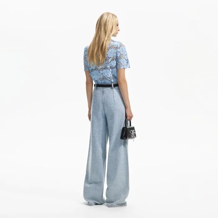 Self Portrait Tops Blue Lace Collar Top 8211 Women Self Portrait Tops Blue Lace Collar Top 8211 Women