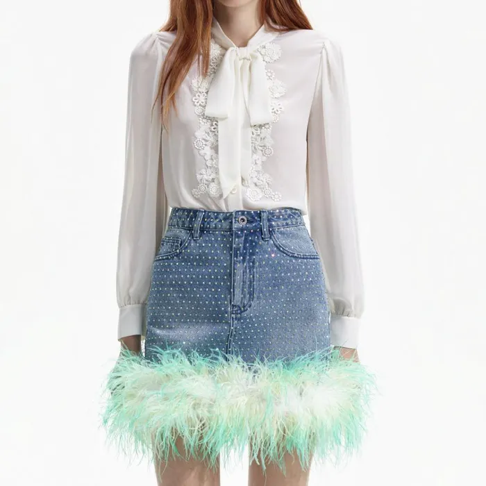 Self Portrait Tops Cream Chiffon Blouse 8211 Women Self Portrait Tops Cream Chiffon Blouse 8211 Women