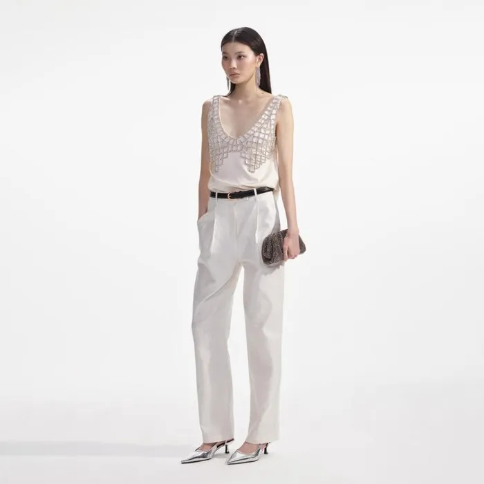 Self Portrait Tops Cream Satin Diamante Bralette Top 8211 Women Self Portrait Tops Cream Satin Diamante Bralette Top 8211 Women