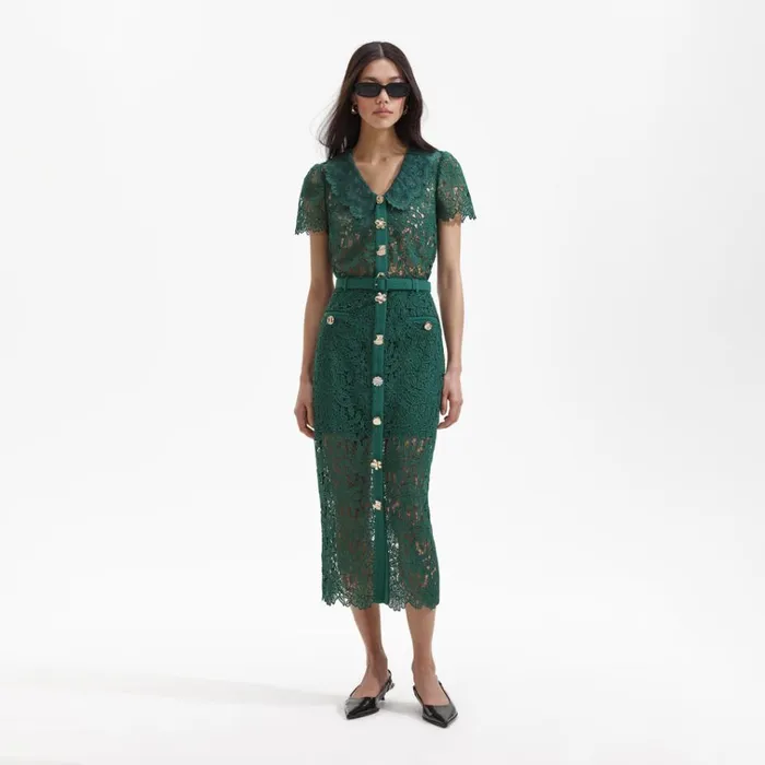 Self Portrait Tops Green Guipure Lace Top 8211 Women