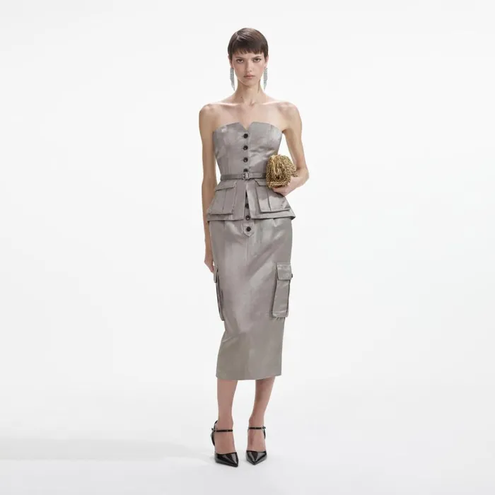 Self Portrait Tops Taupe Satin Corset Top 8211 Women
