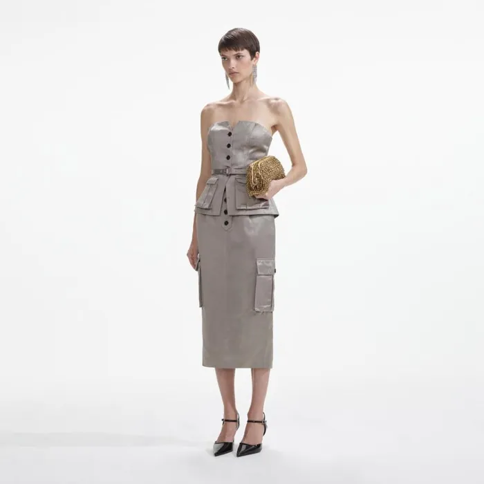 Self Portrait Tops Taupe Satin Corset Top 8211 Women Self Portrait Tops Taupe Satin Corset Top 8211 Women