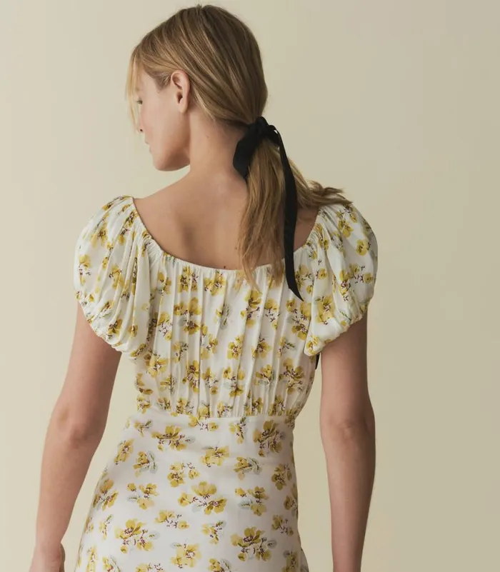 SERA DRESS Gold Frolicking Floral Shop DEN Dresses