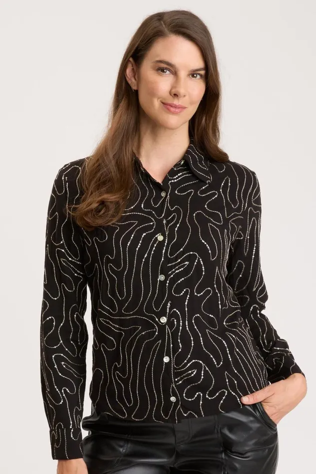 Seraphina ButtonUp Black Clothing XCVI ShirtsBlouses