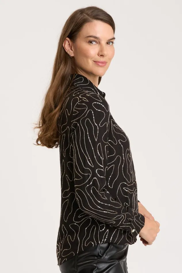 Seraphina ButtonUp Black Clothing XCVI ShirtsBlouses