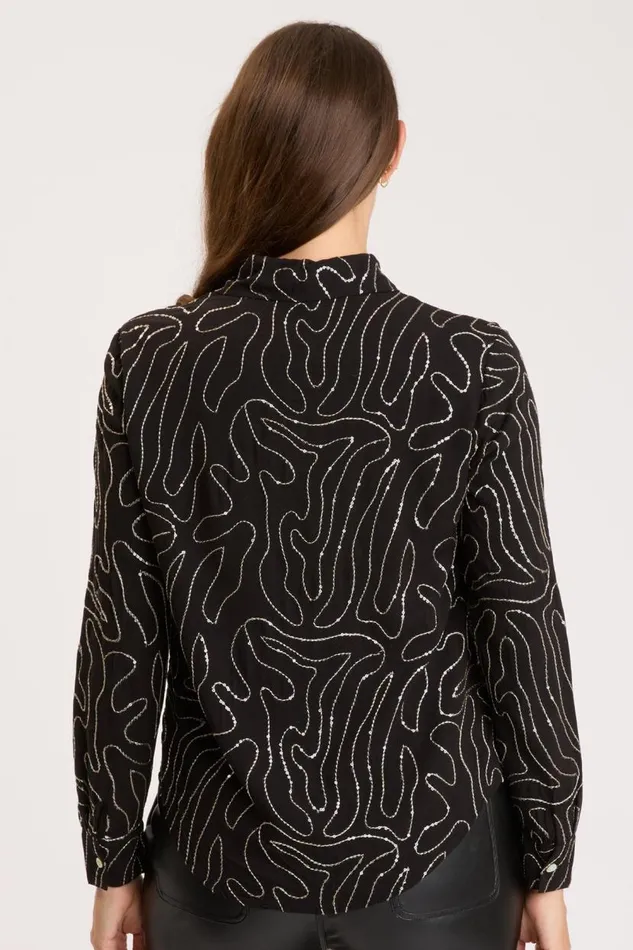 Seraphina ButtonUp Black Clothing XCVI ShirtsBlouses