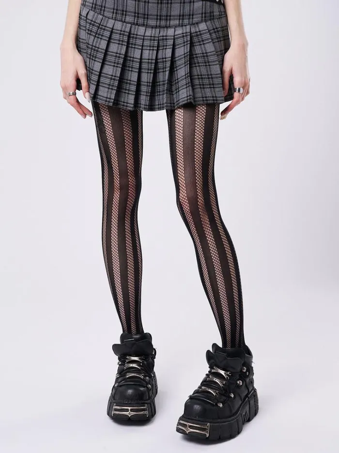 Shop Brea Black Striped Fishnet Tights Minga London Accessories