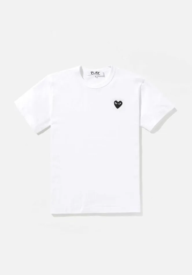 Shop COMME DES GARCONS PLAY BLACK HEART TEE White MKI MIYUKI ZOKU TShirts