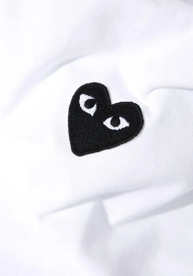 Shop COMME DES GARCONS PLAY BLACK HEART TEE White MKI MIYUKI ZOKU TShirts