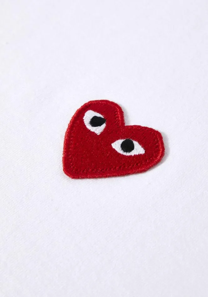 Shop COMME DES GARCONS PLAY RED HEART TEE White MKI MIYUKI ZOKU TShirts