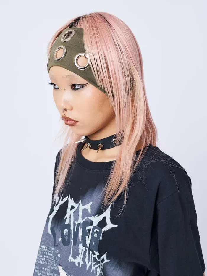 Shop Elektra Green Metallic Hole Headband Minga London Accessories
