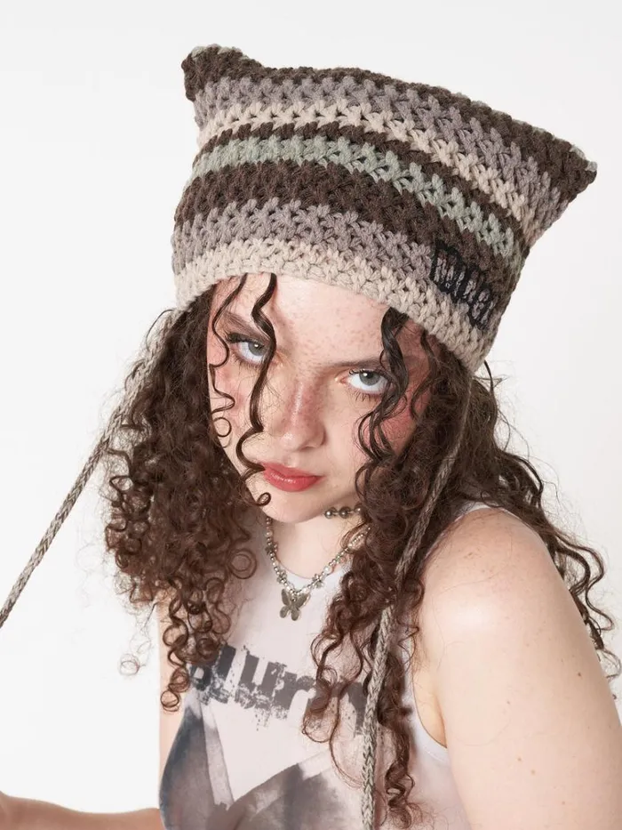 Shop Goblin Stripes Knit Tie Hat Minga London Accessories