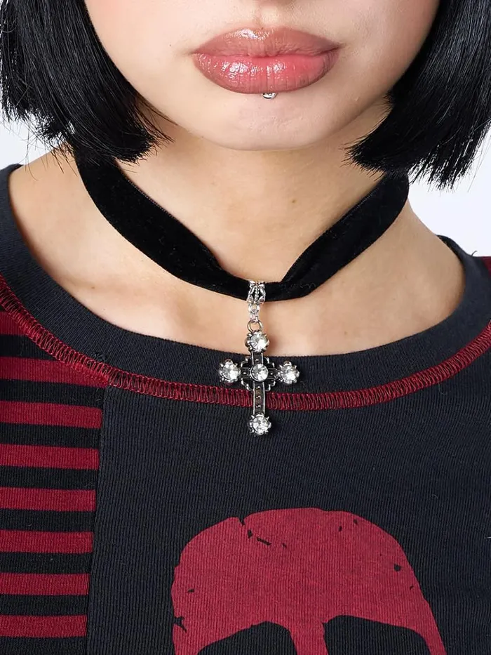 Shop Gothic Cross Pendant Choker Necklace Minga London Accessories