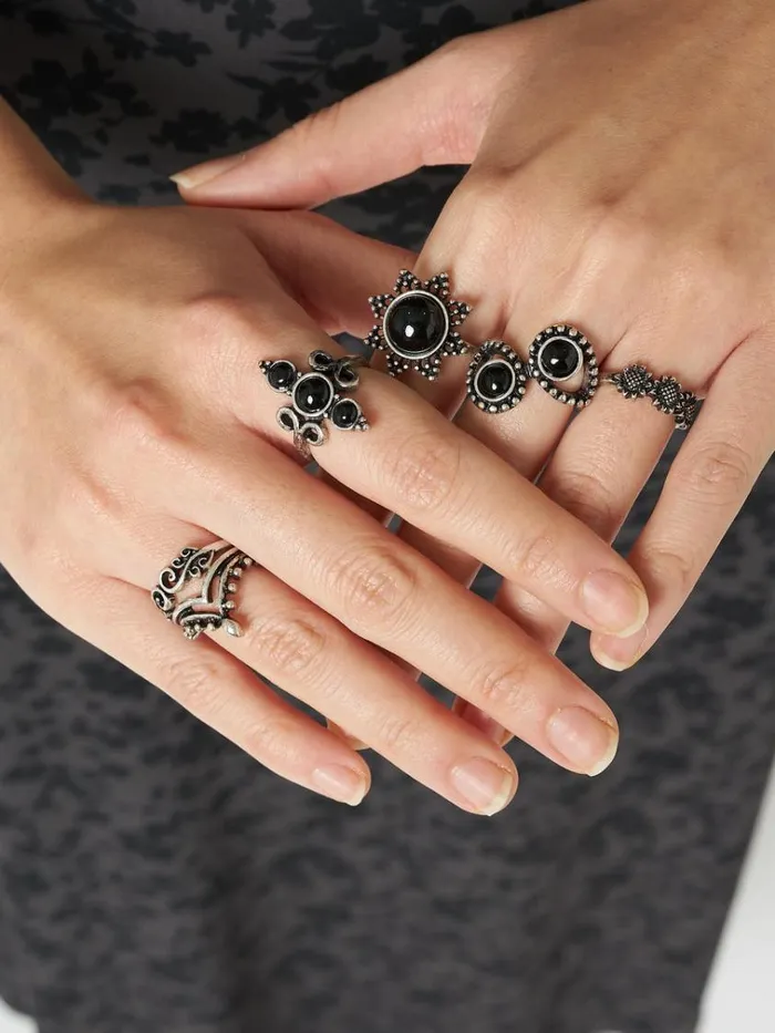 Shop Leif Silver Ring Set 6 PC Minga London Accessories